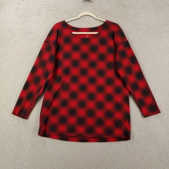 Jill Tops J Jill Top Womens Medium Red Black Buffalo Plaid
